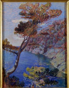 Vista sobre Portofino, Itália Pintura de Rubaldo Merello (1872-1922) Dim 60x46 cm Genes, Galleria d