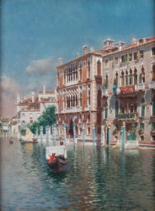 Uma gôndola em frente ao Palazzo Cavalli-Franchetti e Palazzi Barboro, Veneza (óleo sobre tela)