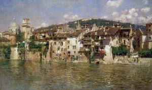 Adige em Verona, de Rubens Santoro (1859-1942), óleo sobre tela