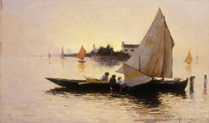 Veneza, o fim do dia (óleo no painel)
