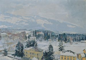 Paisagem de Salzburgo com Kapuzinerberg de Rudolf Hafner