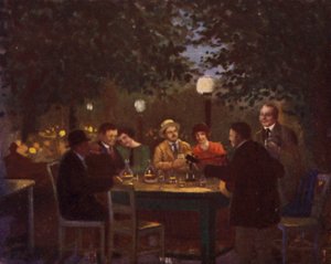 Uma festa "Heurigen" (cor litho)