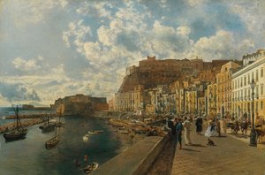 Na praia de Santa Lucia em Nápoles de Rudolf von Alt