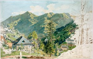 Vista de Gastein com pássaro Gamskar de Rudolf von Alt