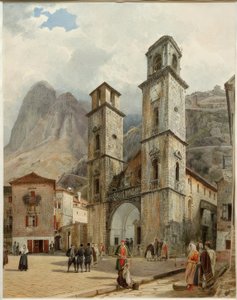 A praça da catedral em Cattaro de Rudolf von Alt