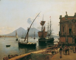 O Porto de Nápoles com Vesúvio de Rudolf von Alt