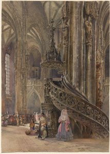 O interior da Catedral de Santo Estêvão em Viena de Rudolf von Alt