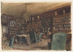 A Biblioteca do Apartamento do Conde Lanckoronski em Viena, Riemergasse 8 de Rudolf von Alt