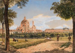 Vista da Igreja de São Carlos e do Instituto Politécnico de Viena, 1831. de Rudolf von Alt