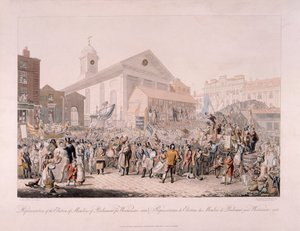 Eleição em Covent Garden, Londres, 1818.
