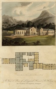 Vista e planta da Longwood House, Santa Helena: a residência de Napoleão Bonaparte, 1817