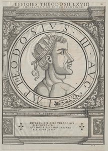 Imperador romano oriental Teodósio III (gravura)