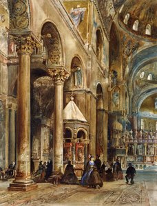 Interior da Basílica de São Marcos, Veneza, 1884 de Rudolf von Alt