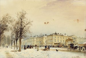 A estação norte, Viena; O Nordbahnhof, Viena, 1852 de Rudolf von Alt