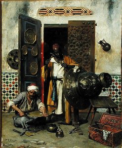 The Metal Worker, c.1888 (óleo sobre painel) de Rudolphe Ernst