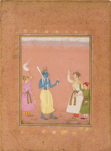 Um herói saudado por príncipes, ilustrando o modo musical Kanada Ragini, c1680 de Ruknuddin