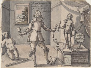 O artista em seu estúdio, 1636. de Ruprecht Bartz