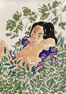 Mulher entre a folhagem de Rushati Chowdhury