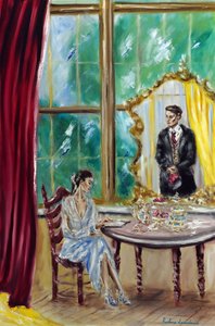 Chá da tarde, 2022 (óleo sobre tela) de Ruslana Levandovska