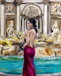 Na Fonte de Trevi, 2022 (óleo sobre tela) de Ruslana Levandovska