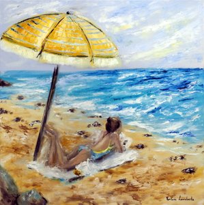 Dia de praia, 2022 (óleo sobre cavas) de Ruslana Levandovska