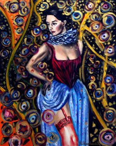 Carnival Tudor Girl, 2025 (óleo sobre tela) de Ruslana Levandovska