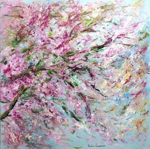 Cerejeiras em flor - chegou a primavera!, 2022 (óleo sobre cavas) de Ruslana Levandovska