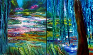Díptico do Jardim Japonês de Monet em Giverny, 2024 (óleo sobre tela)