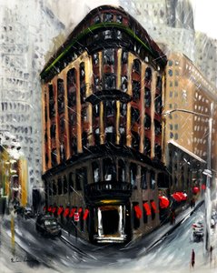 Neve em Wall Street, Nova Iorque, 2021 (óleo sobre tela) de Ruslana Levandovska