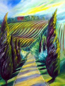 Sob o sol da Toscana em Itália, 2024 (óleo sobre tela) de Ruslana Levandovska