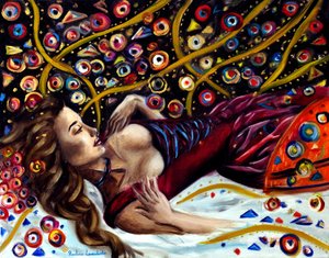 Na escuridão cintilante, 2025 (óleo sobre tela) de Ruslana Levandovska