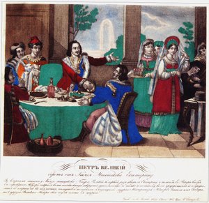 Pedro, o Grande, leva Menshikov Catherine, 1833 de Russian Master