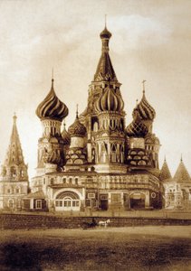 Catedral de São Basílio, Praça Vermelha, Moscou, c. 1890 (foto em preto e branco) de Russian Photographer