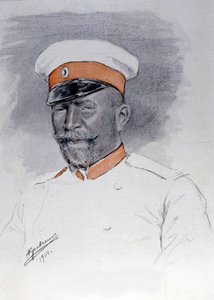 General Anatoli Stoessel Comandante da Praça de Port Arthur, Pastel de Kraftshenko de Russian School