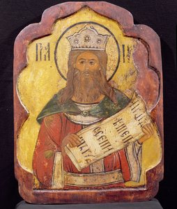 Rei Davi, ícone, ucraniano (têmpera no painel) de Russian School