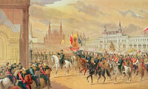 Casamento do czar Nicolau II a Alexandra, Moscou, 1896 de Russian School