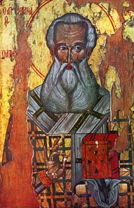 Santo Atanásio de Alexandria (óleo e ouro sobre madeira) de Russian School