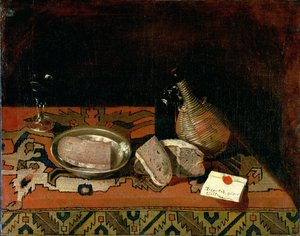 Ainda vida com uma toalha de mesa de tapete, c.1730