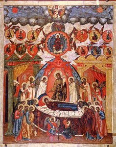 A Dormição, do século XVIII (têmpera no painel) de Russian School