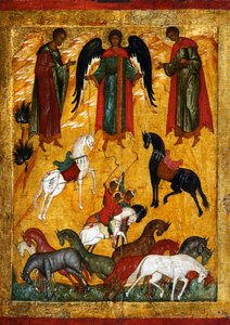 O Milagre de Florus e Laurus, início do século XVI. de Russian icon.