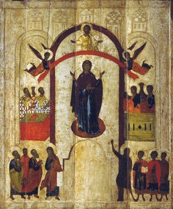 A Proteção da Mãe de Deus Pokrov, c1399. de Russian icon.