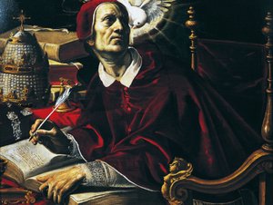 Santo: Gregório Grande, pintura de Rutilio Manetti (1571-1639), óleo sobre tela, 67x89 cm, Itália