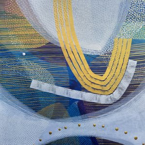 Abstrato em azul e dourado cintilante de SAN STARLING