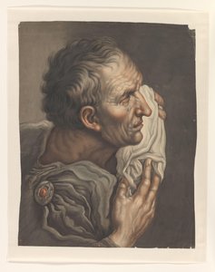 Homem chorando com pano, à direita de S.A. van der Heim