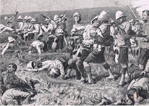 Monte Majuba, 27 de fevereiro de 1881 (1ª Guerra dos Bôeres), ilustração das Batalhas Britânicas na Terra e no Mar, 1915