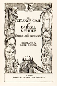 Página de título do "Strange Case of Dr Jekyll and Mr Hyde" de Robert Louis Stevenson (1850-1894) Ilustração de S.G. Hulme Beam (1887-1932) para uma edição de 1930. de S. G. Hulme Beamam