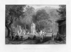 Uma cena do mercado e uma fonte em Antioquia, Turquia, 1841.