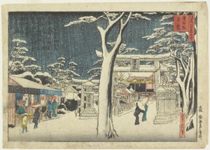 Vista para a neve do santuário de Hirota de Sadanobu Hasegawa
