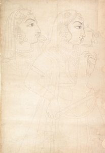 Cantora e jogadora de Sarinda, ca. 1800. de Sahib Ram