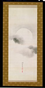 Pergaminho pendurado representando a lua outonal, de um tríptico das três estações, japonês, início do século XIX de Sakai Hoitsu